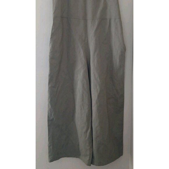Uniqlo Linen-blend Jumpsuit Size Small Green V Neck Wide Leg Sleeveless - Picture 3 of 9